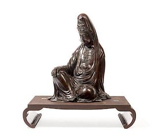 A Bronze Figure of Kannon Height 18 3/4 inches.