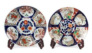Two Japanese Imari Porcelain Chargers Diameter of larger 18 1/8 inches.