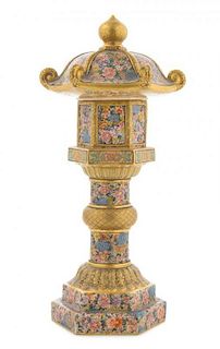 * A Japanese Satsuma Censer and Cover Height 12 1/4 inches.