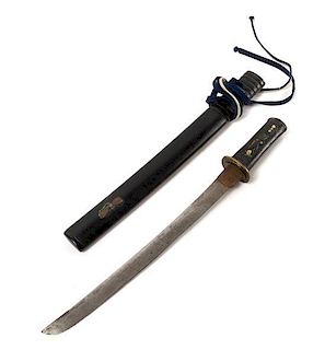 A Japanese Wakazashi Length of blade 13 1/8 inches.