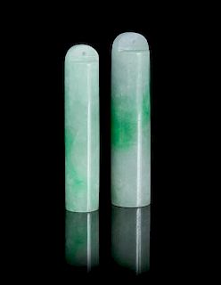 Two Jadeite Plume Holders Length of longer 2 3/4 inches.