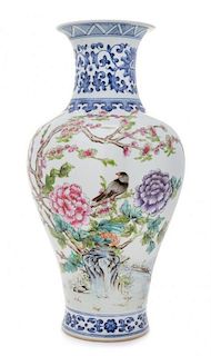 * A Famille Rose and Underglazed Blue Porcelain Vase 20TH CENTURY Height 15 1/2 inches.