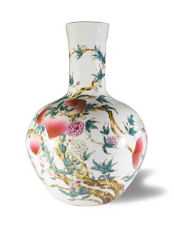 Chinese Peach Tianqiu Vase, Mid-20th Century