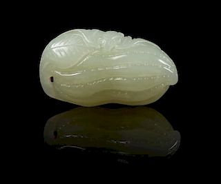 A Celadon Jade Toggle Length 1 3/4 inches.