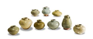 9 Small Chinese Pottery Urns. Ming and Later