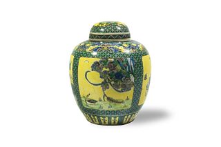 Chinese Covered Sancai Jar, 19th Century