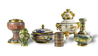 6 Chinese Cloisonne Items