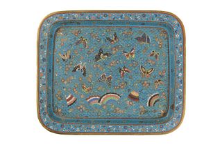 Chinese Light-Blue Cloisonne Platter, 18-19th Century
