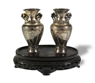 Pair of Chinese Silver Vases, Republic