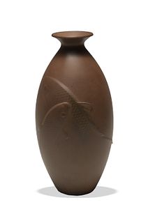Japanese Bronze Vase with Goldfish, Shiho Watanabe