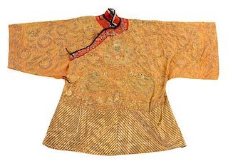 An Embroidered Silk Robe POSSIBLY 19TH CENTURY Height 46 1/2 inches.