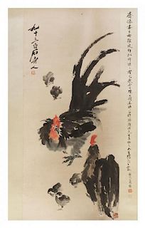 After Qi Baishi, (1864-1957), Roosters