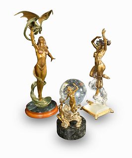 3 Boxed Franklin Mint Fantasy Bronzes, Julie Bell