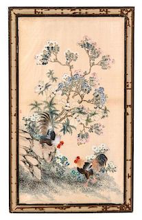 * Attributed to Wang Chenxun, LATE QING DYNASTY, Roosters under Flowering Branches