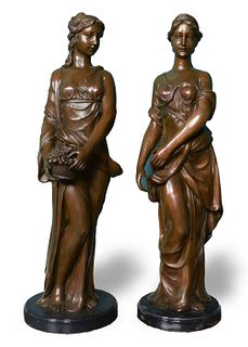 2 Neoclassical Bronze Sculptures of Women