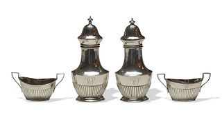 Pair Gorham Open Salts and Pepper Shakers, 19th Century