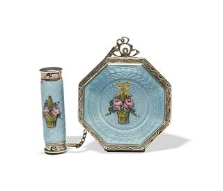 Sterling and Guilloche Enamel Tango Compact
