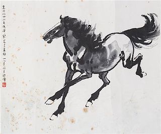Attributed to Xu Beihong, 1895-1953), depicting a running horse, dated nian ba nian liuyue ("June of the twenty-eighth year," co