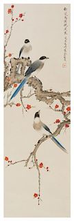 * Yu Zhizhen, (1915-1995), Birds Perched on Flowering Prunus Branches