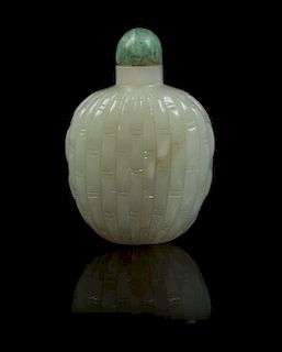 A Celadon Jade Snuff Bottle Height 2 1/4 inches.