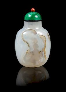 A Shadow Agate Snuff Bottle LIKELY 18TH/19TH CENTURY Height 2 7/8 inches.