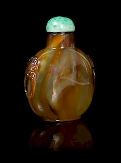 A Banded Agate Snuff Bottle LIKELY 18TH/19TH CENTURY Height 2 3/4 inches.