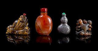 Four Snuff Bottles Height of tallest 2 7/8 inches.