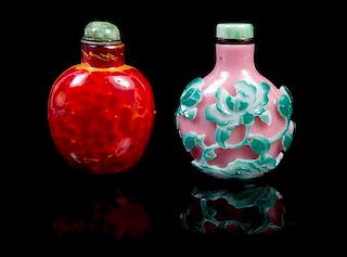 Two Glass Snuff Bottles LIKELY 18TH/19TH CENTURY Height of taller 2 5/8 inches.