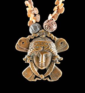 Necklace w/ Roman Bone Beads + Pendant of Goddess