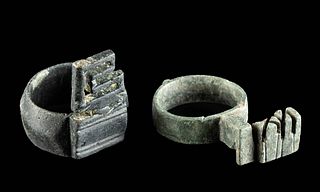 Lot of 2 Roman Leaded Bronze Key Rings