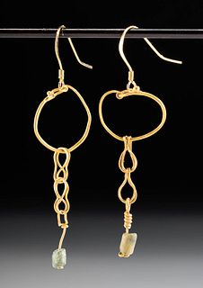 Roman Gold Earrings w/ Glass Beads (pr)