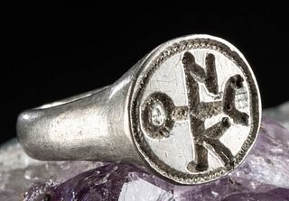 Byzantine Silver Signet Ring w/ Monogram