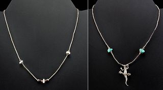 Two 20th C. Native American Silver Necklaces