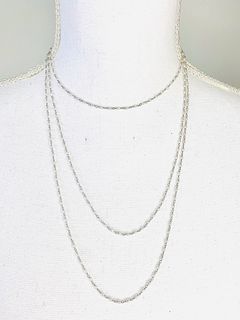 Long Platinum & Pearl Handmade Chain