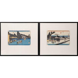 Pair of Hiroshige japanese woodblock prints