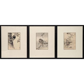 Kono Bairei 3 woodblock prints
