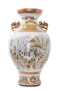 1900 Meiji Japanese Kutani Satsuma Porcelain Huge exhibition Vase