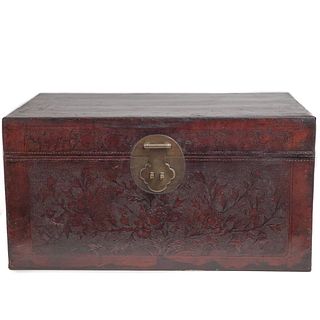 Early 20th Century Embossed Leather Chest