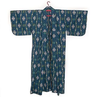 japanese 1910 antique kasuri ikat handwoven silk kosode kimono