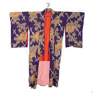 Japanese 1915 antique handwoven kasuri ikat silk kimono