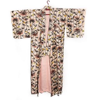 Japanese 1935 vintage ikat handwoven silk kimono