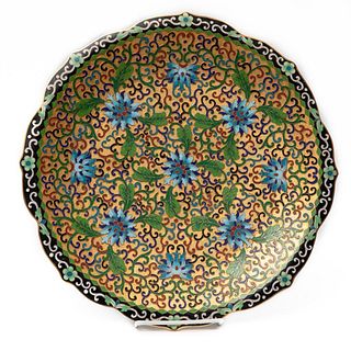 Asian nice Chinese cloisonne charger, vintage