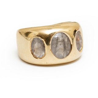 Gold and 3 oval quartz ring