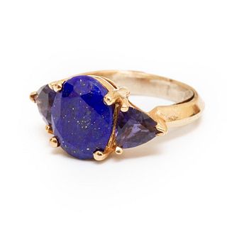 18k gold, lapis and onyx ring