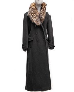 Omon Black Wool, Cashmere and Fur Coat