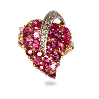 14k gold diamond and ruby ring, Small, 5.5