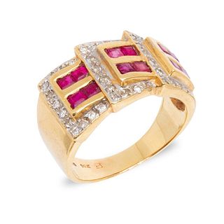 GIA Deco style 14k diamond ring