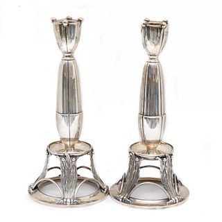 Pair of Richard Dimes Signed Sterling Candlesticks