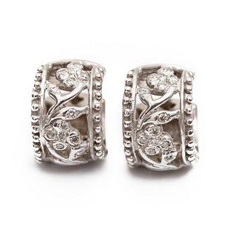 GIA 14K White Gold and diamond earrings