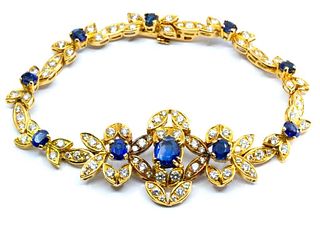 GIA Gold, Sapphire and Diamond, bracelet